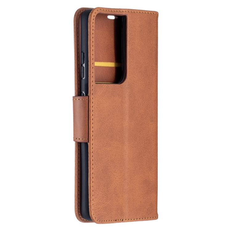For Samsung Galaxy S21 Ultra 5G Lambskin Texture Pure Color Horizontal Flip PU Leather Case with Holder & Card Slots & Wallet & Lanyard(Brown) For Samsung Galaxy S21 Ultra 5G Lambskin Texture Pure Color Horizontal Flip PU Leather Case with Holder & Card Slots & Wallet & Lanyard(Brown)