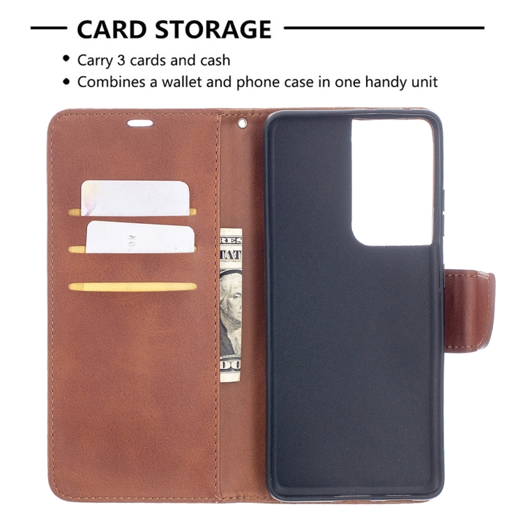 For Samsung Galaxy S21 Ultra 5G Lambskin Texture Pure Color Horizontal Flip PU Leather Case with Holder & Card Slots & Wallet & Lanyard(Brown) For Samsung Galaxy S21 Ultra 5G Lambskin Texture Pure Color Horizontal Flip PU Leather Case with Holder & Card Slots & Wallet & Lanyard(Brown)