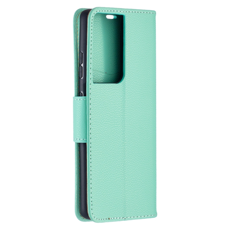 For Samsung Galaxy S21 Ultra 5G Litchi Texture Pure Color Horizontal Flip Leather Case with Holder & Card Slots & Wallet & Lanyard(Green)