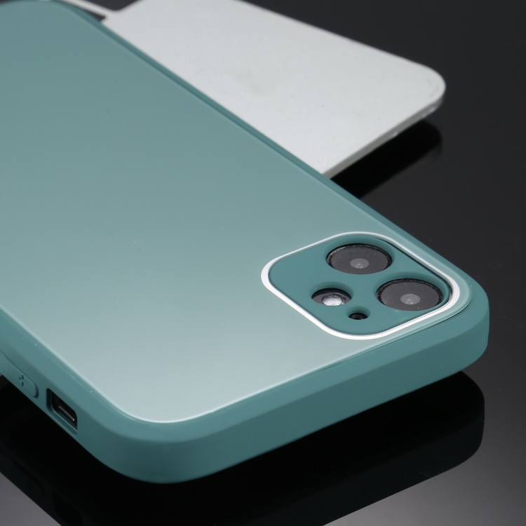 For iPhone 12 Solid Color Glass + Silicone Protective Case(Dark Green) For iPhone 12 Solid Color Glass + Silicone Protective Case(Dark Green)