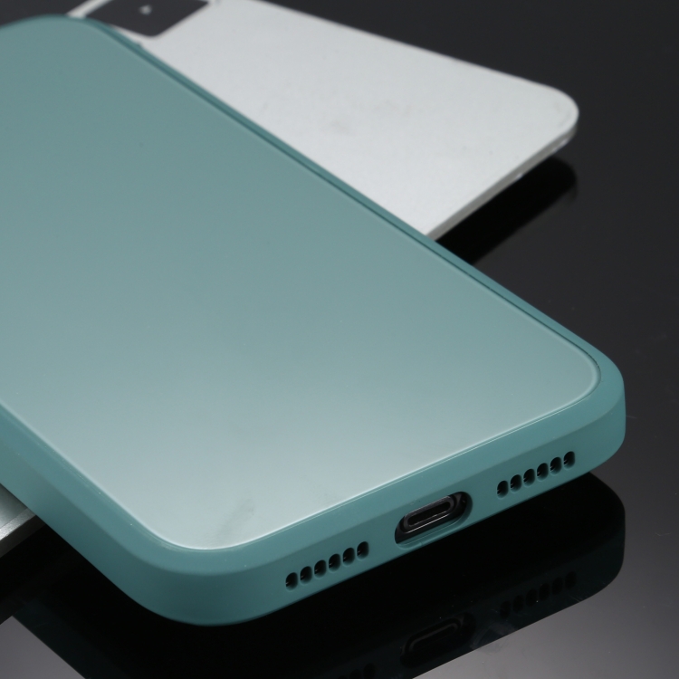 For iPhone 12 Solid Color Glass + Silicone Protective Case(Dark Green) For iPhone 12 Solid Color Glass + Silicone Protective Case(Dark Green)