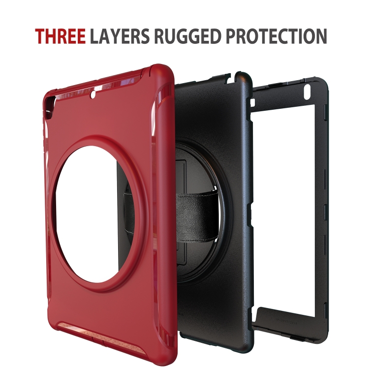 For iPad 9.7 inch (2017) 360 Degree Rotation PC+TPU Protective Cover with Holder & Hand Strap(Red) For iPad 9.7 inch (2017) 360 Degree Rotation PC+TPU Protective Cover with Holder & Hand Strap(Red)