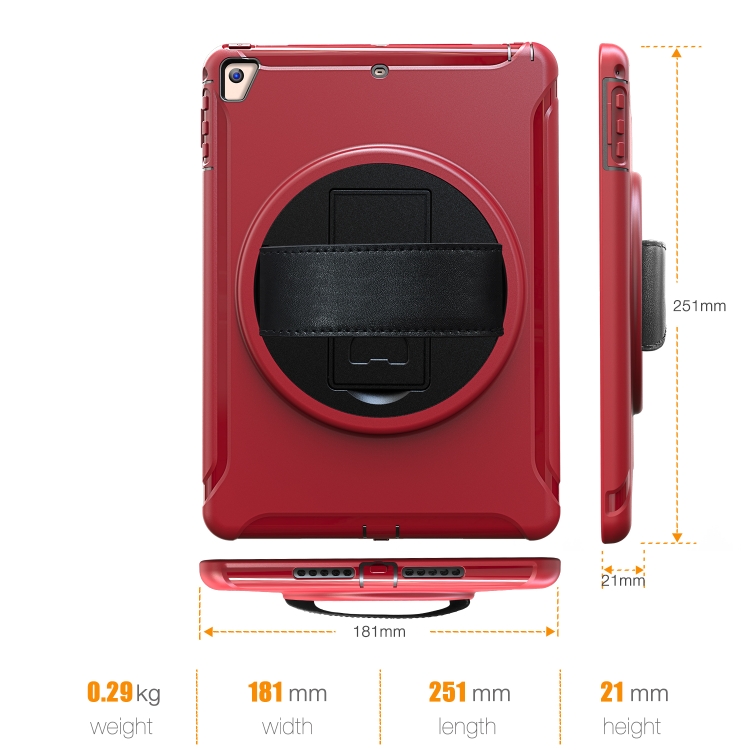 For iPad 9.7 inch (2017) 360 Degree Rotation PC+TPU Protective Cover with Holder & Hand Strap(Red) For iPad 9.7 inch (2017) 360 Degree Rotation PC+TPU Protective Cover with Holder & Hand Strap(Red)