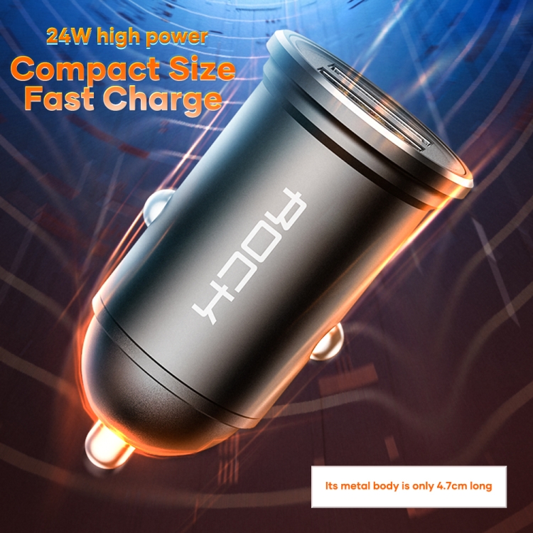 ROCK H11 4.8A 24W Mini Dual USB Car Charger(Black) ROCK H11 4.8A 24W Mini Dual USB Car Charger(Black)
