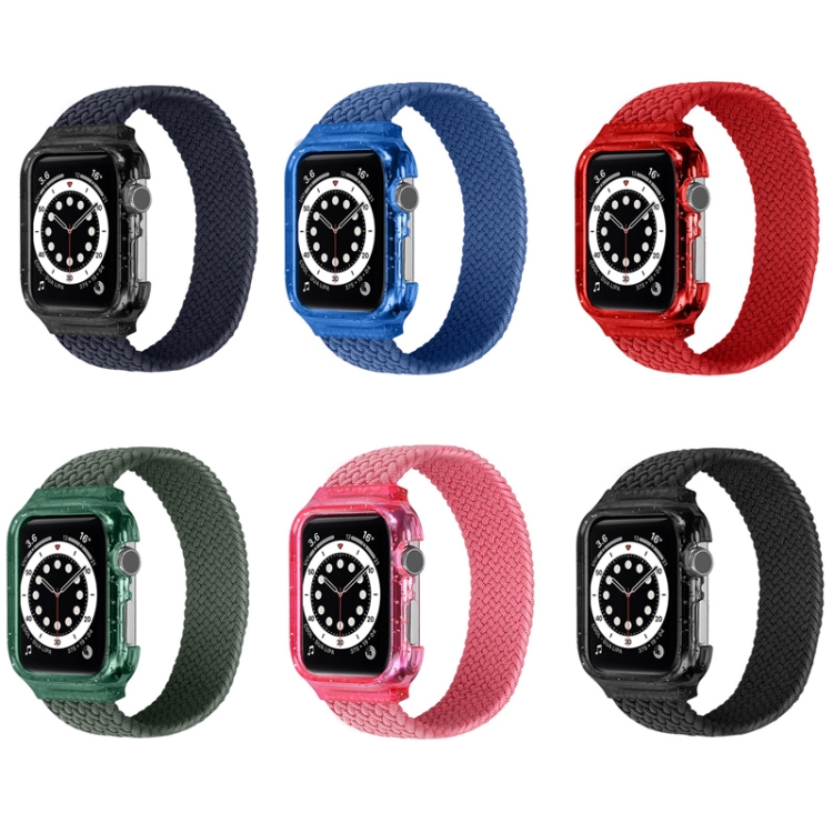 Bandas de reloj de correa de muñeca de tejido con marco para Apple Watch Series 7 45 mm / y 6 y SE y 5 y 4 44 mm, longitud: 135 mm (verde oliva oscura) - 1