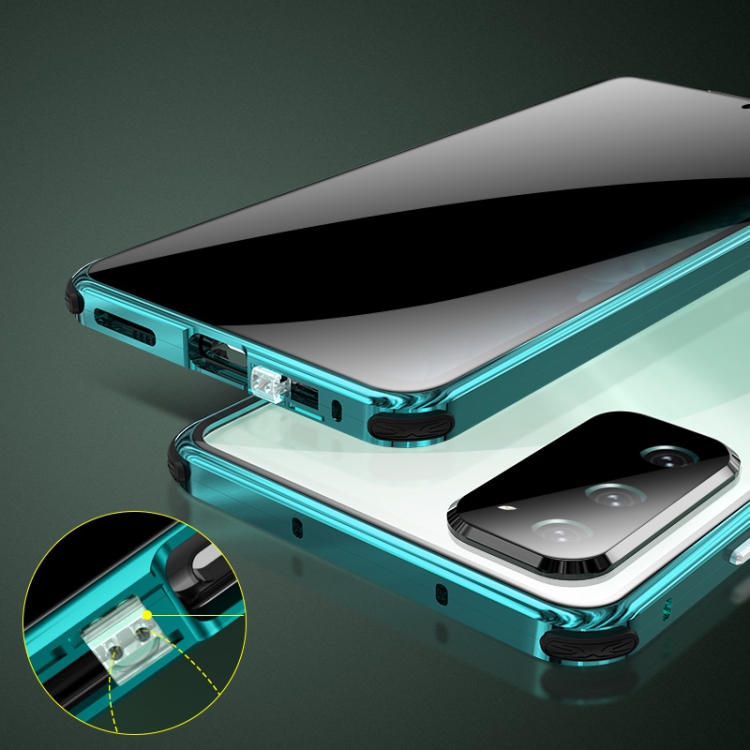 For Samsung Galaxy Note20 Four-corner Shockproof Anti-peeping Magnetic Metal Frame Double-sided Tempered Glass Case(Green) For Samsung Galaxy Note20 Four-corner Shockproof Anti-peeping Magnetic Metal Frame Double-sided Tempered Glass Case(Green)