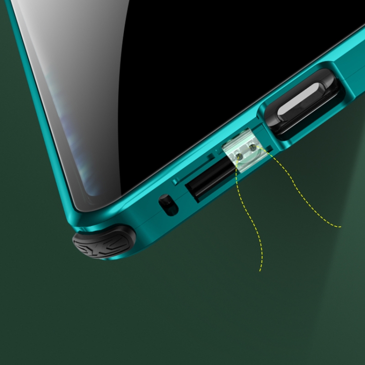 For Samsung Galaxy Note20 Four-corner Shockproof Anti-peeping Magnetic Metal Frame Double-sided Tempered Glass Case(Green) For Samsung Galaxy Note20 Four-corner Shockproof Anti-peeping Magnetic Metal Frame Double-sided Tempered Glass Case(Green)