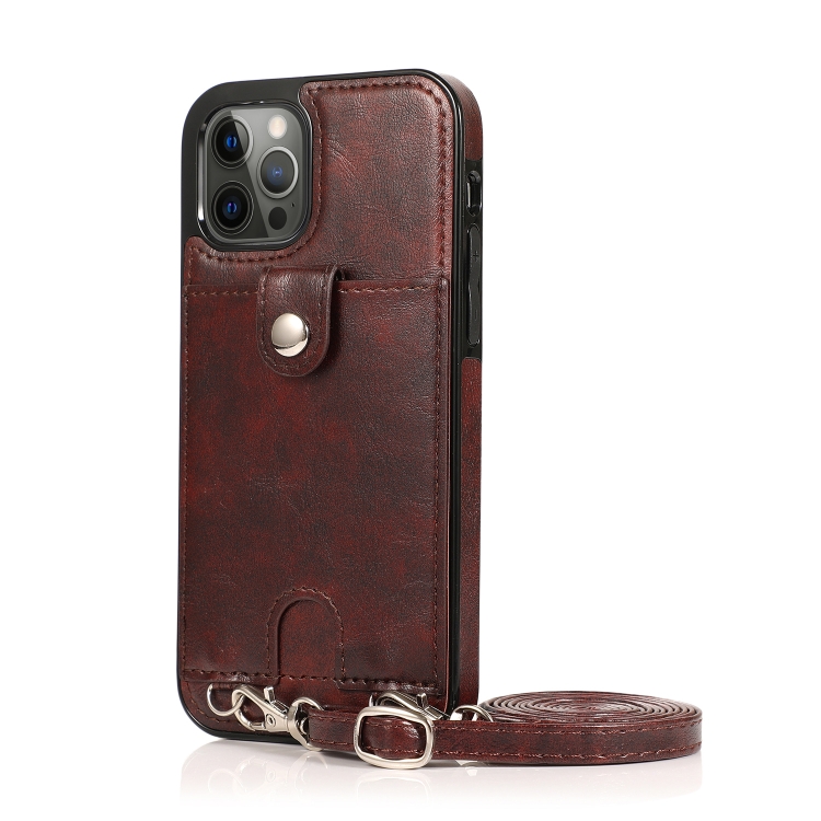 For iPhone 12 Pro Max Shockproof PU Leather + TPU Protective Case with Card Slot & Lanyard(Brown) For iPhone 12 Pro Max Shockproof PU Leather + TPU Protective Case with Card Slot & Lanyard(Brown)