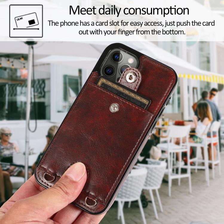 For iPhone 12 Pro Max Shockproof PU Leather + TPU Protective Case with Card Slot & Lanyard(Brown) For iPhone 12 Pro Max Shockproof PU Leather + TPU Protective Case with Card Slot & Lanyard(Brown)