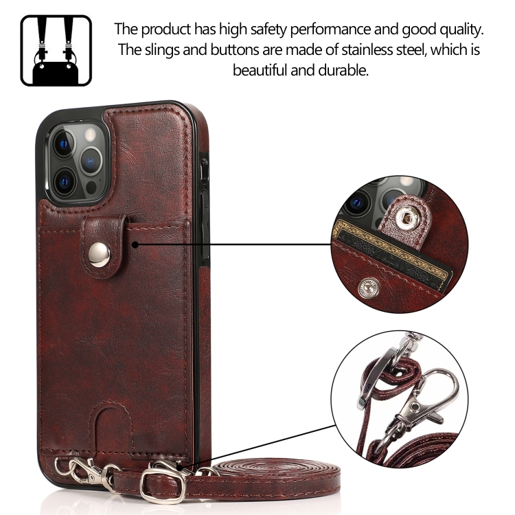 For iPhone 12 Pro Max Shockproof PU Leather + TPU Protective Case with Card Slot & Lanyard(Brown) For iPhone 12 Pro Max Shockproof PU Leather + TPU Protective Case with Card Slot & Lanyard(Brown)