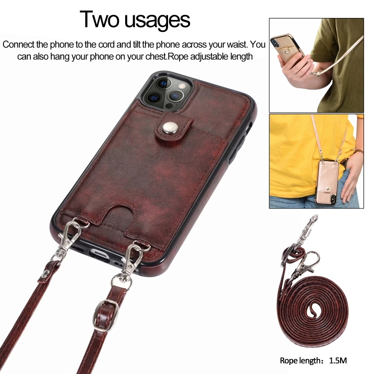 For iPhone 12 Pro Max Shockproof PU Leather + TPU Protective Case with Card Slot & Lanyard(Brown) For iPhone 12 Pro Max Shockproof PU Leather + TPU Protective Case with Card Slot & Lanyard(Brown)