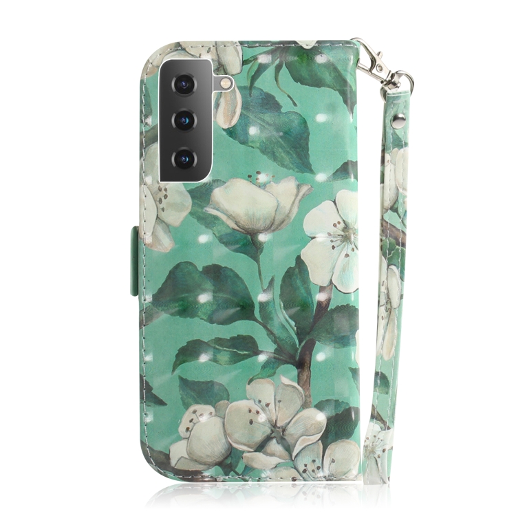For Samsung Galaxy S21 5G 3D Colored Drawing Horizontal Flip Leather Case with Holder & Card Slots & Wallet & Lanyard(Watercolor Flower)