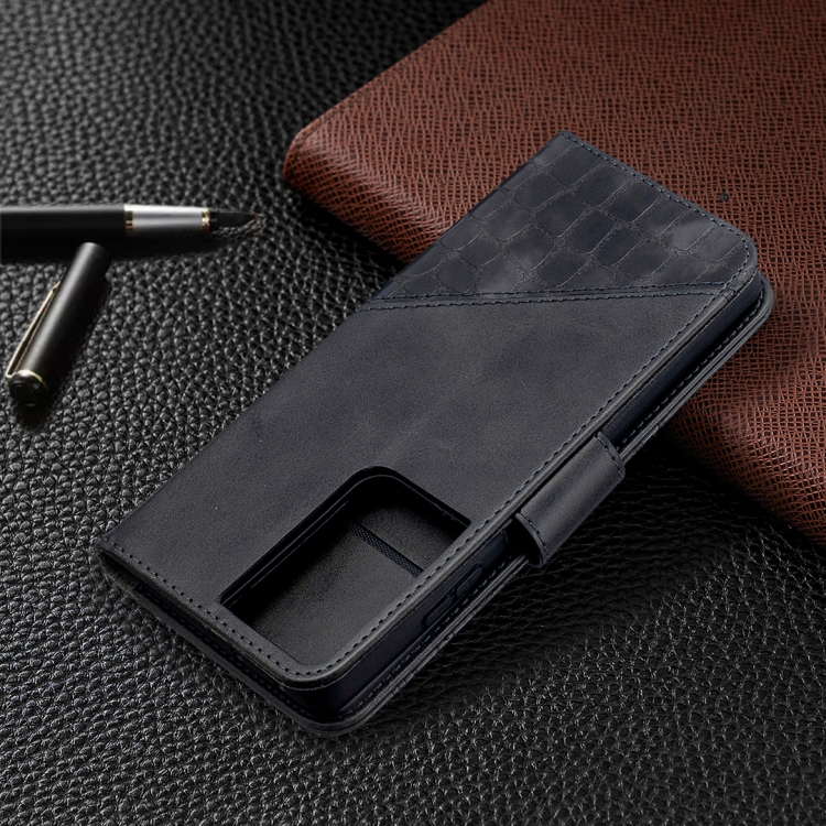 For Samsung Galaxy S21 Ultra 5G Matching Color Crocodile Texture Horizontal Flip PU Leather Case with Wallet & Holder & Card Slots(Black) For Samsung Galaxy S21 Ultra 5G Matching Color Crocodile Texture Horizontal Flip PU Leather Case with Wallet & Holder & Card Slots(Black)