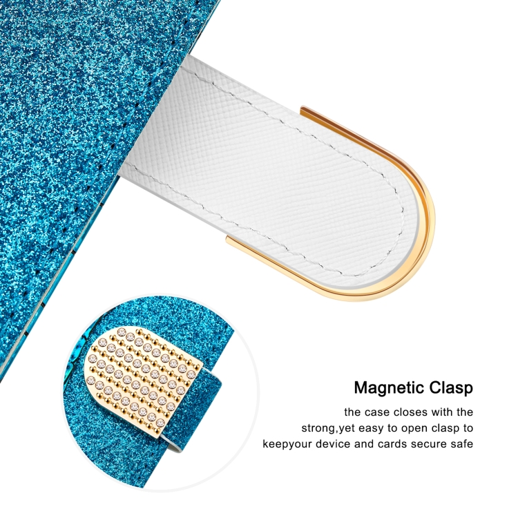For Samsung Galaxy S21 Ultra 5G Laser Glitter Powder Matching Crocodile Texture Horizontal Flip Leather Case with Card Slots & Holder(Blue) For Samsung Galaxy S21 Ultra 5G Laser Glitter Powder Matching Crocodile Texture Horizontal Flip Leather Case with Card Slots & Holder(Blue)