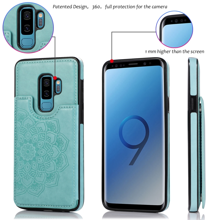 For Samsung Galaxy S9 Plus Double Buckle Mandala Pattern PU+TPU