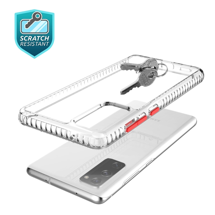 For Samsung Galaxy S20 FE 2 in 1 Ultra Clear Elf Shockproof PC + TPU Case with Removable Color Button(Red)