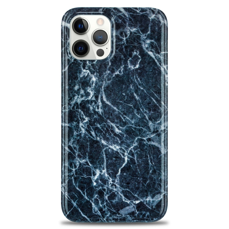 For iPhone 12 mini TPU Glossy Marble Pattern IMD Protective Case (Dark Grey)
