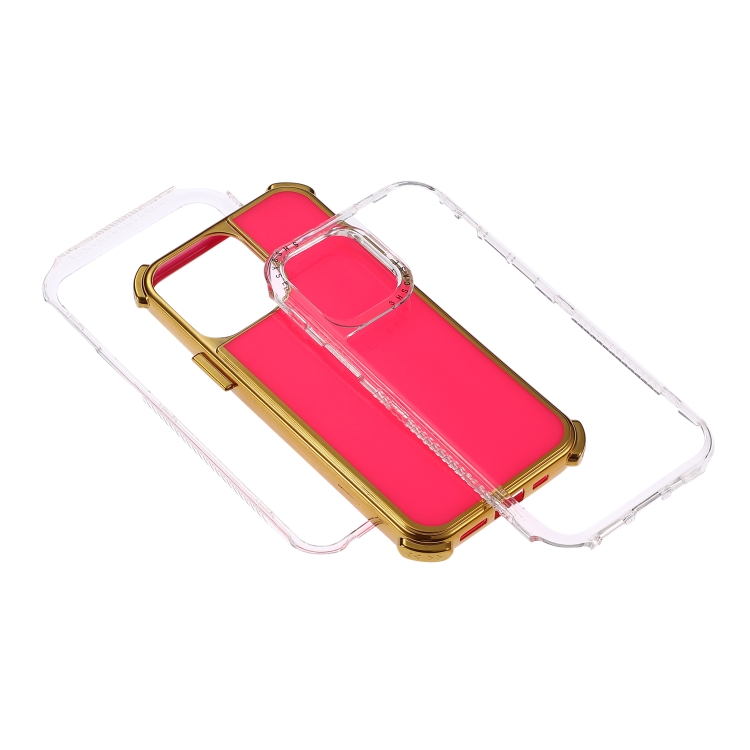 For iPhone 11 3 in 1 Dreamland Electroplating Solid Color TPU + Transparent Border Protective Case (Pink) For iPhone 11 3 in 1 Dreamland Electroplating Solid Color TPU + Transparent Border Protective Case (Pink)