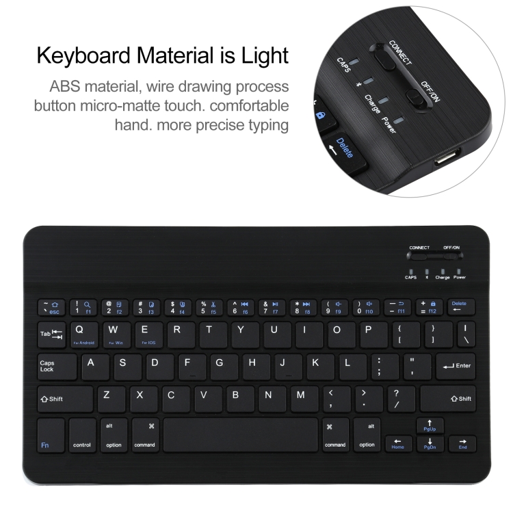 Clavier Bluetooth détachable universel + étui en cuir sans pavé tactile  pour iPad 9-10 pouces, spécification: clavier blanc (bleu)