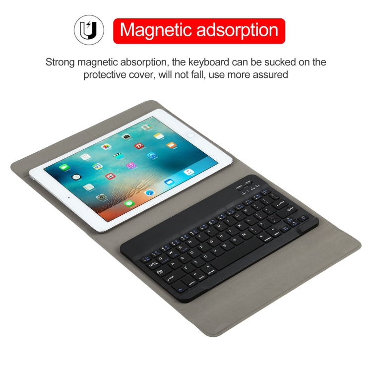 Universal Detachable Bluetooth Keyboard + Leather Tablet Case without Touchpad for iPad 9-10 inch, Specification:Black Keyboard(Gold) Universal Detachable Bluetooth Keyboard + Leather Tablet Case without Touchpad for iPad 9-10 inch, Specification:Black Keyboard(Gold)