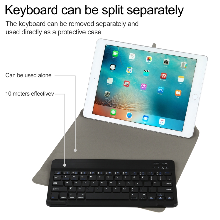Universal Detachable Bluetooth Keyboard + Leather Tablet Case without Touchpad for iPad 9-10 inch, Specification:Black Keyboard(Gold) Universal Detachable Bluetooth Keyboard + Leather Tablet Case without Touchpad for iPad 9-10 inch, Specification:Black Keyboard(Gold)