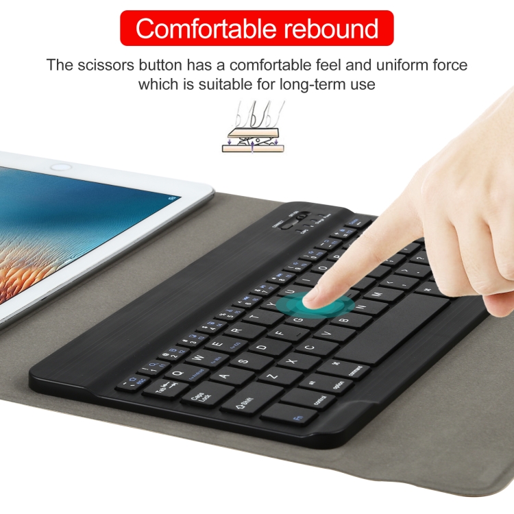 Universal Detachable Bluetooth Keyboard + Leather Tablet Case without Touchpad for iPad 9-10 inch, Specification:Black Keyboard(Gold) Universal Detachable Bluetooth Keyboard + Leather Tablet Case without Touchpad for iPad 9-10 inch, Specification:Black Keyboard(Gold)