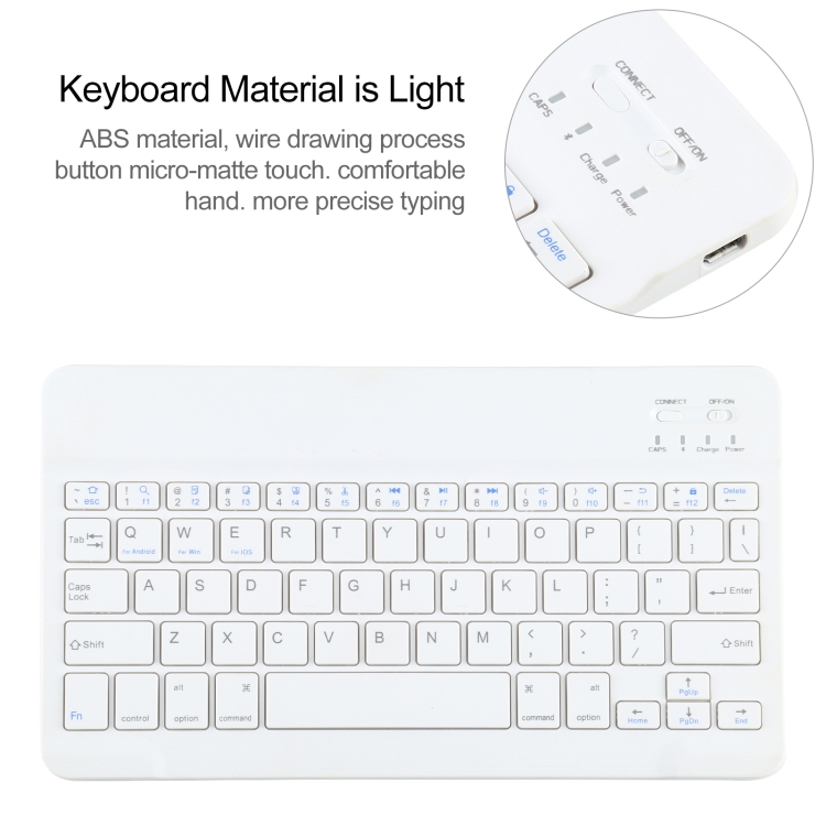 Universal Detachable Bluetooth Keyboard + Leather Tablet Case without Touchpad for iPad 9-10 inch, Specification:White Keyboard(Black) Universal Detachable Bluetooth Keyboard + Leather Tablet Case without Touchpad for iPad 9-10 inch, Specification:White Keyboard(Black)