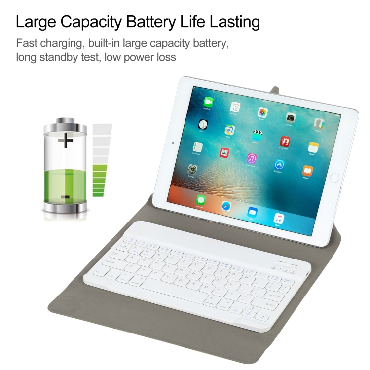 Universal Detachable Bluetooth Keyboard + Leather Tablet Case without Touchpad for iPad 9-10 inch, Specification:White Keyboard(Black) Universal Detachable Bluetooth Keyboard + Leather Tablet Case without Touchpad for iPad 9-10 inch, Specification:White Keyboard(Black)