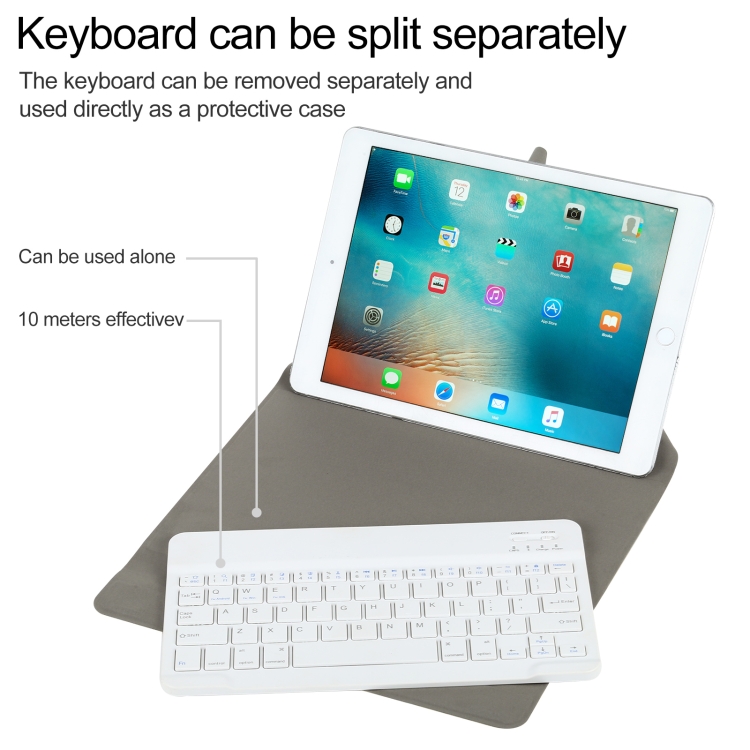 Universal Detachable Bluetooth Keyboard + Leather Tablet Case without Touchpad for iPad 9-10 inch, Specification:White Keyboard(Black) Universal Detachable Bluetooth Keyboard + Leather Tablet Case without Touchpad for iPad 9-10 inch, Specification:White Keyboard(Black)