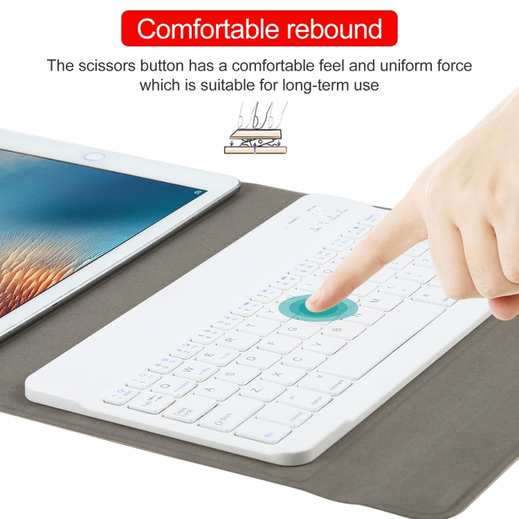 Universal Detachable Bluetooth Keyboard + Leather Tablet Case without Touchpad for iPad 9-10 inch, Specification:White Keyboard(Black) Universal Detachable Bluetooth Keyboard + Leather Tablet Case without Touchpad for iPad 9-10 inch, Specification:White Keyboard(Black)