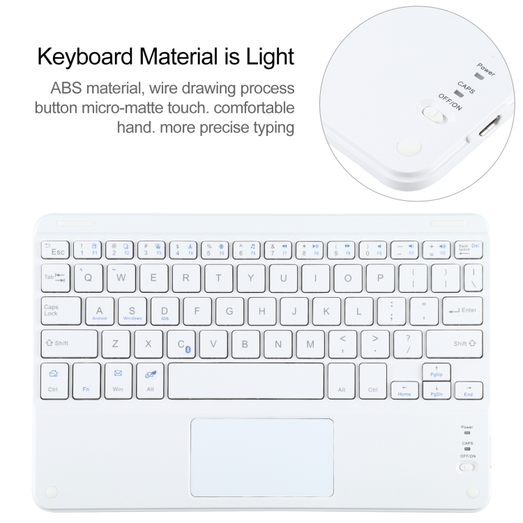 Universal Detachable Bluetooth Keyboard + Leather Tablet Case with Touchpad for iPad 9-10 inch, Specification:White Keyboard(Gold) Universal Detachable Bluetooth Keyboard + Leather Tablet Case with Touchpad for iPad 9-10 inch, Specification:White Keyboard(Gold)