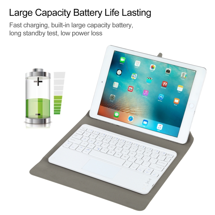 Universal Detachable Bluetooth Keyboard + Leather Tablet Case with Touchpad for iPad 9-10 inch, Specification:White Keyboard(Gold) Universal Detachable Bluetooth Keyboard + Leather Tablet Case with Touchpad for iPad 9-10 inch, Specification:White Keyboard(Gold)
