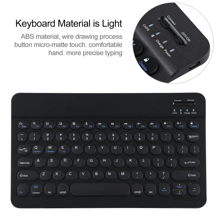 Universal Round Keys Detachable Bluetooth Keyboard + Leather Tablet Case without Touchpad for iPad 9-10 inch, Specification:Black Keyboard(Black) Universal Round Keys Detachable Bluetooth Keyboard + Leather Tablet Case without Touchpad for iPad 9-10 inch, Specification:Black Keyboard(Black)