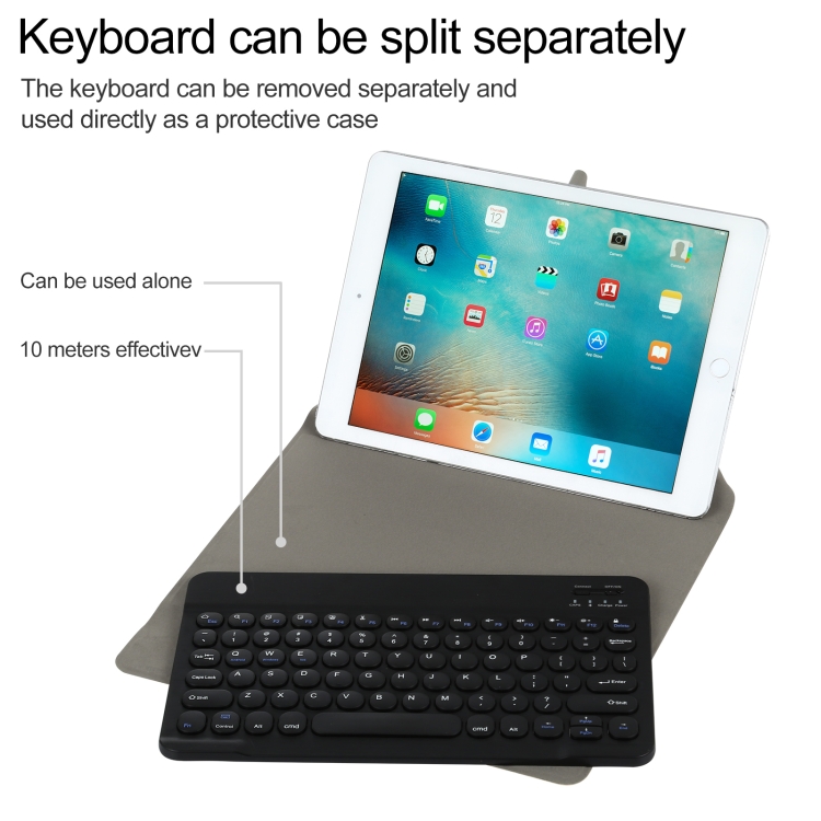 Universal Round Keys Detachable Bluetooth Keyboard + Leather Tablet Case without Touchpad for iPad 9-10 inch, Specification:Black Keyboard(Black) Universal Round Keys Detachable Bluetooth Keyboard + Leather Tablet Case without Touchpad for iPad 9-10 inch, Specification:Black Keyboard(Black)
