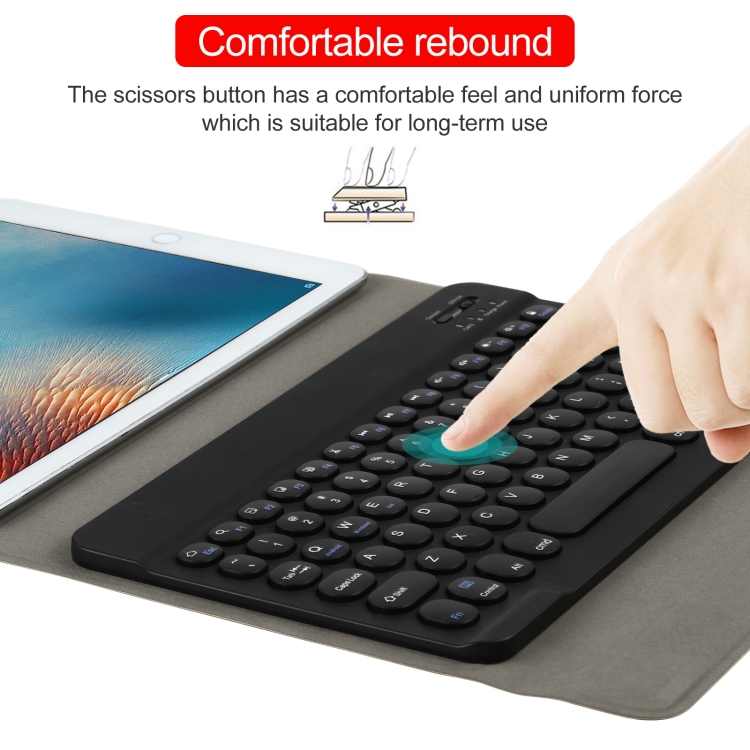 Universal Round Keys Detachable Bluetooth Keyboard + Leather Tablet Case without Touchpad for iPad 9-10 inch, Specification:Black Keyboard(Black) Universal Round Keys Detachable Bluetooth Keyboard + Leather Tablet Case without Touchpad for iPad 9-10 inch, Specification:Black Keyboard(Black)