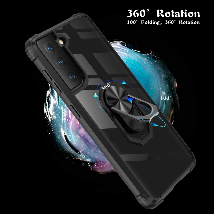 For Samsung Galaxy S21 5G Shockproof Transparent TPU + Acrylic Protective Case with Ring Holder(Black Silver) For Samsung Galaxy S21 5G Shockproof Transparent TPU + Acrylic Protective Case with Ring Holder(Black Silver)