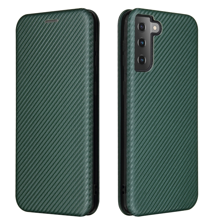 For Samsung Galaxy S21+ 5G Carbon Fiber Texture Horizontal Flip TPU + PC + PU Leather Case with Card Slot(Green) For Samsung Galaxy S21+ 5G Carbon Fiber Texture Horizontal Flip TPU + PC + PU Leather Case with Card Slot(Green)