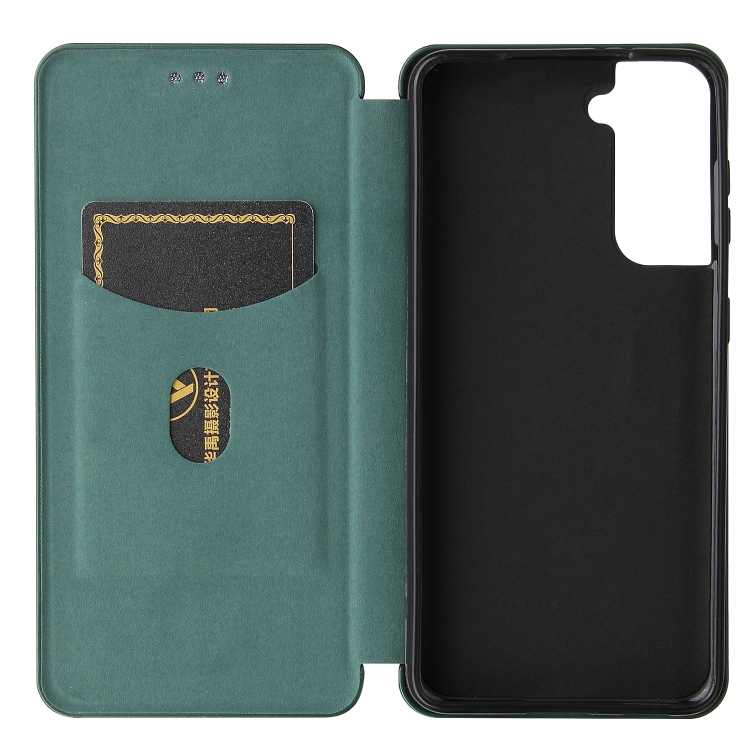 For Samsung Galaxy S21+ 5G Carbon Fiber Texture Horizontal Flip TPU + PC + PU Leather Case with Card Slot(Green) For Samsung Galaxy S21+ 5G Carbon Fiber Texture Horizontal Flip TPU + PC + PU Leather Case with Card Slot(Green)