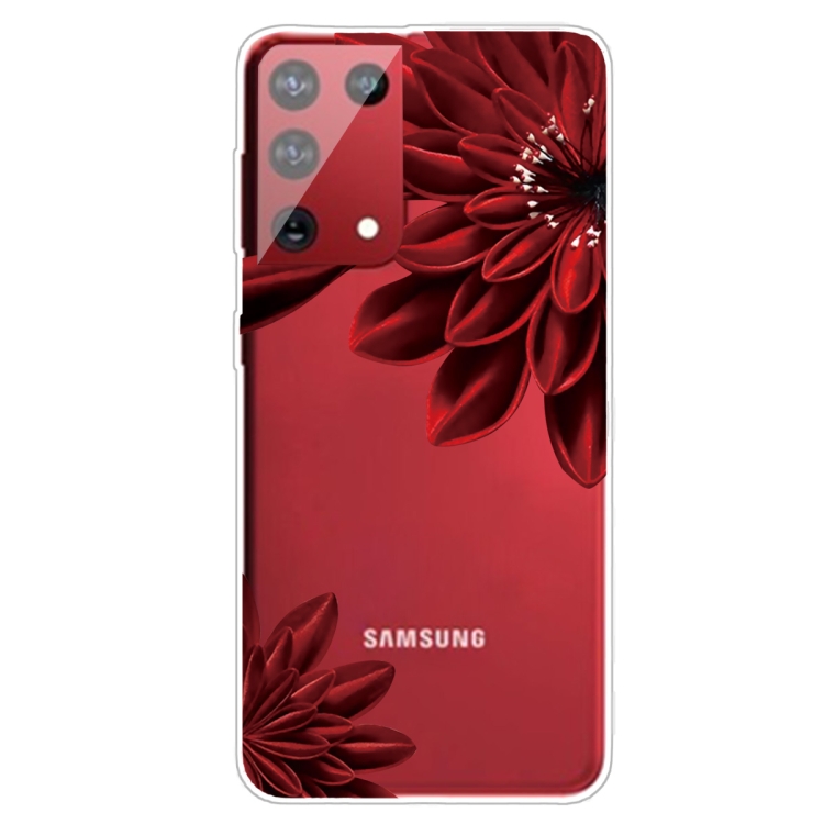 For Samsung Galaxy S21+ 5G Colored Drawing Clear TPU Protective Cases(Safflower) For Samsung Galaxy S21+ 5G Colored Drawing Clear TPU Protective Cases(Safflower)