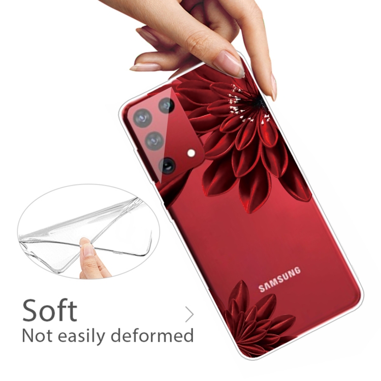 For Samsung Galaxy S21+ 5G Colored Drawing Clear TPU Protective Cases(Safflower) For Samsung Galaxy S21+ 5G Colored Drawing Clear TPU Protective Cases(Safflower)