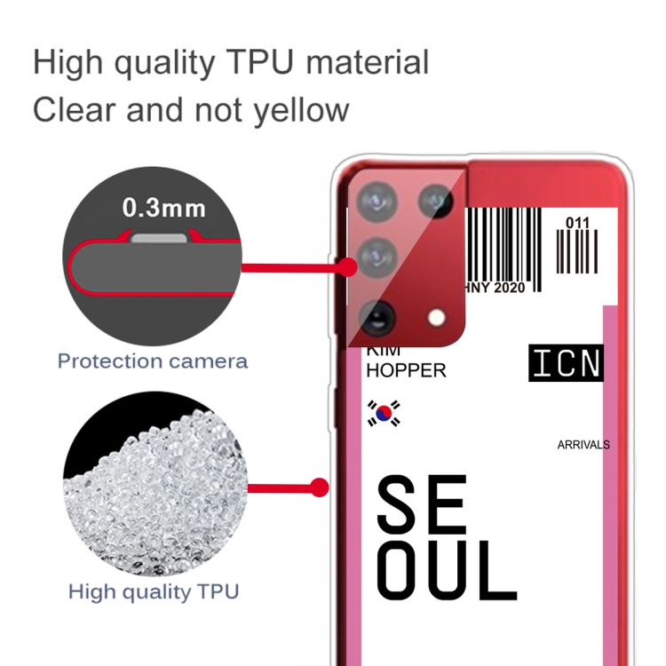 For Samsung Galaxy S21 5G Boarding Pass Series TPU Phone Protective Case(Flag Seoul) For Samsung Galaxy S21 5G Boarding Pass Series TPU Phone Protective Case(Flag Seoul)