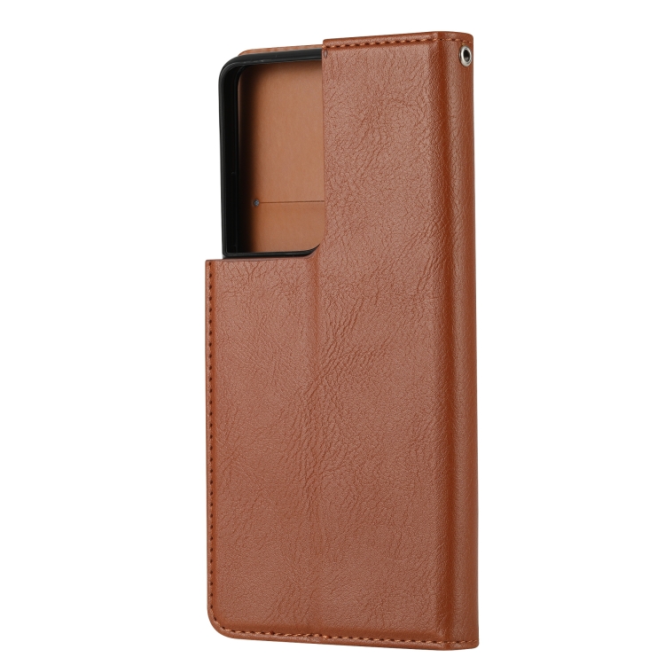 For Samsung Galaxy S21 Ultra 5G Knead Skin Texture Horizontal Flip Leather Case with Photo Frame & Holder & Card Slots & Wallet(Brown)