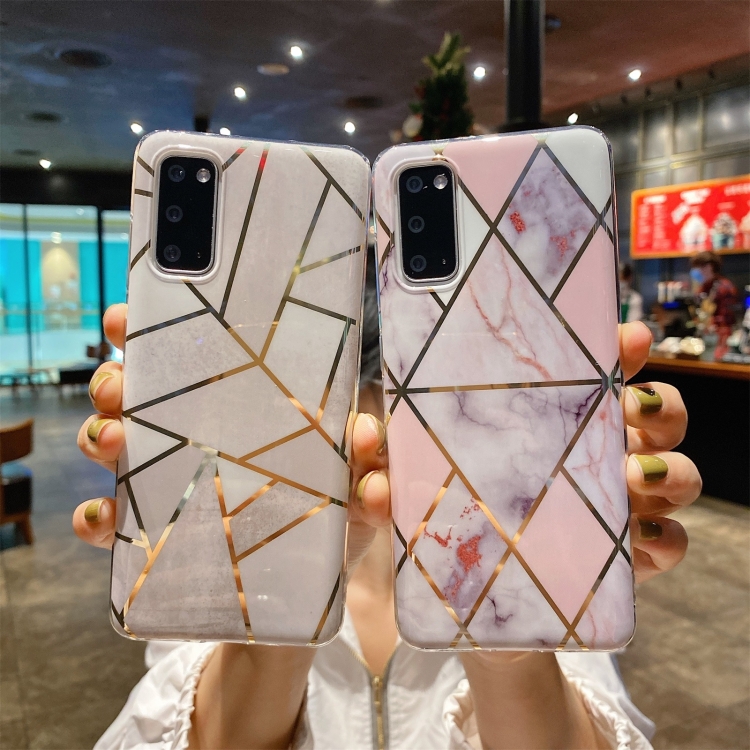 For Samsung Galaxy S20 FE Splicing Marble Pattern Gilding TPU Protective Case(Light Pink Grey) For Samsung Galaxy S20 FE Splicing Marble Pattern Gilding TPU Protective Case(Light Pink Grey)