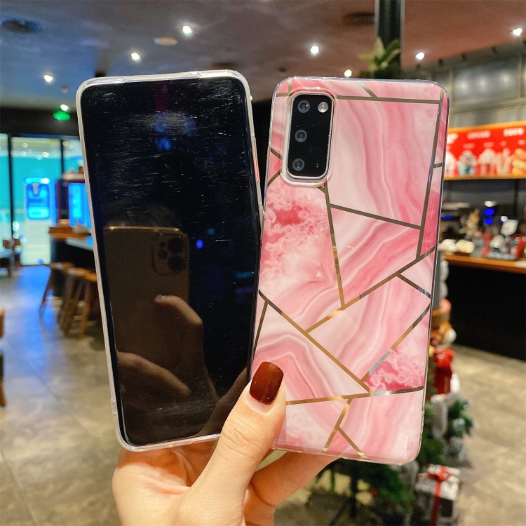 For Samsung Galaxy S20 FE Splicing Marble Pattern Gilding TPU Protective Case(Light Pink Grey) For Samsung Galaxy S20 FE Splicing Marble Pattern Gilding TPU Protective Case(Light Pink Grey)