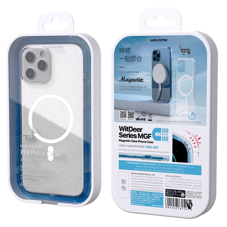 WK WPC-007 iDeal Series Magsafe Case Magnetic Ring All-inclusive Clear TPU Transparent Shockproof Case For iPhone 11 Pro Max WK WPC-007 iDeal Series Magsafe Case Magnetic Ring All-inclusive Clear TPU Transparent Shockproof Case For iPhone 11 Pro Max