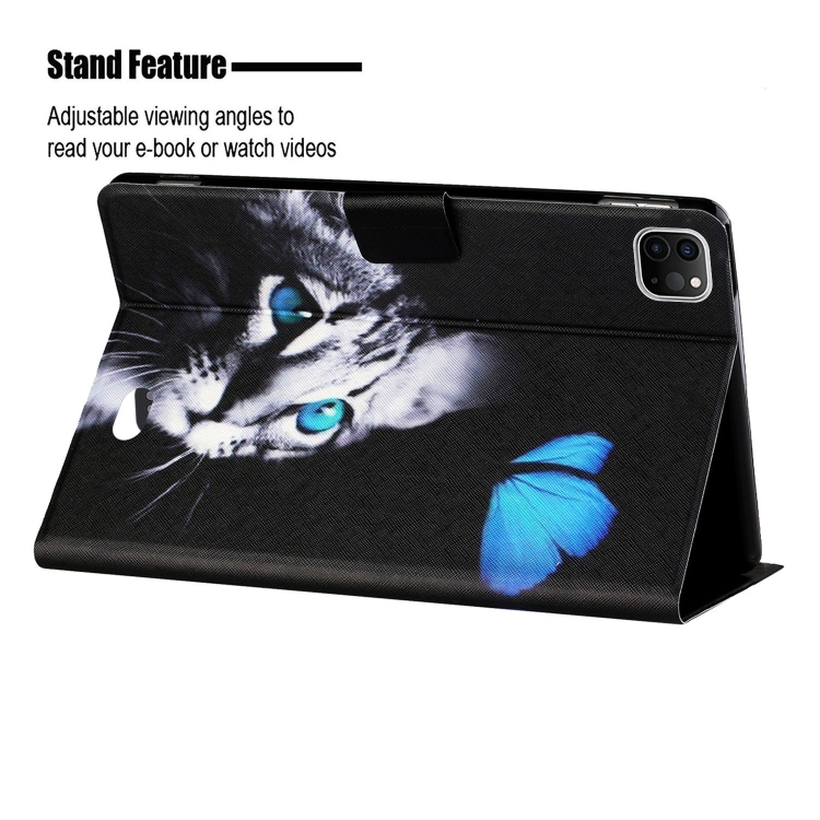 Colored Drawing Horizontal Flip Leather Tablet Case with Holder & Card Slots & Sleep / Wake-up Function For iPad Pro 11 inch (2020) / (2018) / iPad Air 4 10.9 inch (2020)(Butterfly Cat) Colored Drawing Horizontal Flip Leather Tablet Case with Holder & Card Slots & Sleep / Wake-up Function For iPad Pro 11 inch (2020) / (2018) / iPad Air 4 10.9 inch (2020)(Butterfly Cat)