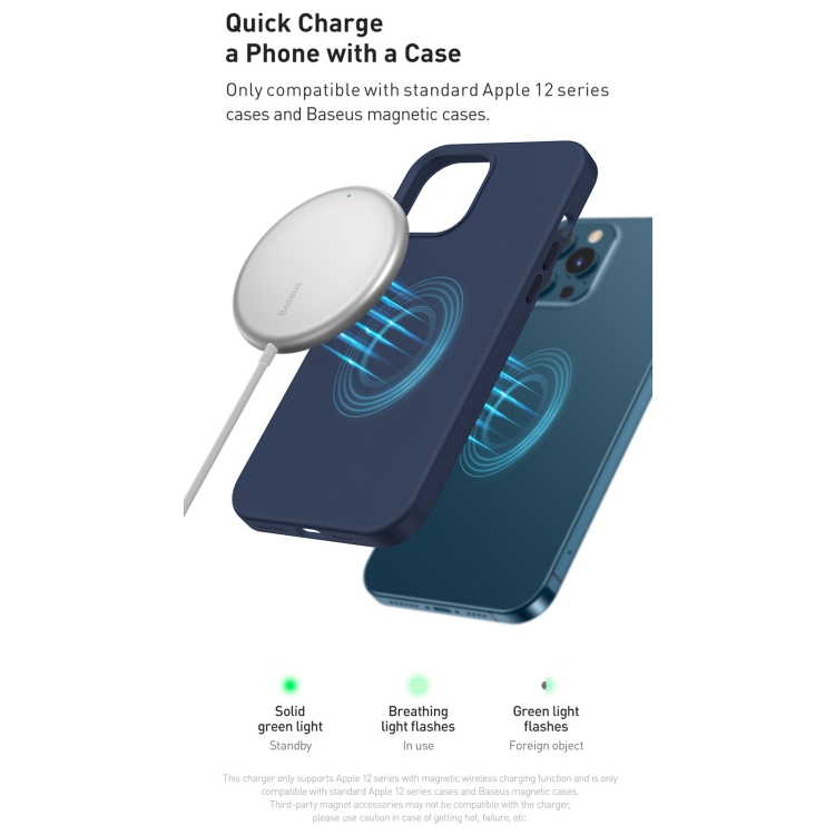 Baseus WXJK-F02 Simple Mini Magnetic Magsafe Wireless Charger for iPhone 15 / 14 / 13 12 Series Mobile Phones(White) Baseus WXJK-F02 Simple Mini Magnetic Magsafe Wireless Charger for iPhone 15 / 14 / 13 12 Series Mobile Phones(White)
