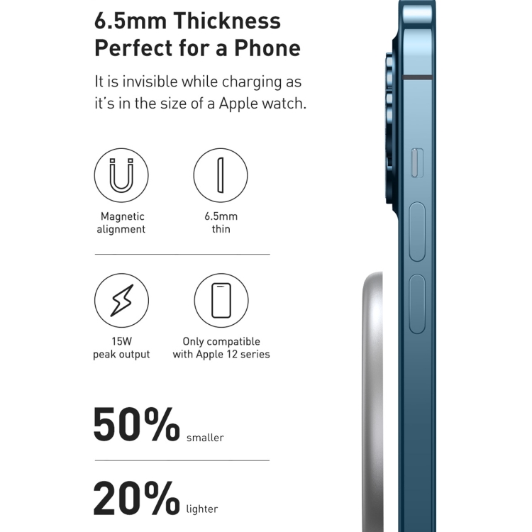 Baseus WXJK-F02 Simple Mini Magnetic Magsafe Wireless Charger for iPhone 15 / 14 / 13 12 Series Mobile Phones(White) Baseus WXJK-F02 Simple Mini Magnetic Magsafe Wireless Charger for iPhone 15 / 14 / 13 12 Series Mobile Phones(White)