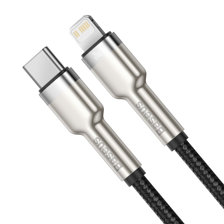 Baseus CATLJK-01 Cafule Series 20W Type-C / USB-C to 8 Pin PD Metal Charging Data Cable, Length: 0.25m(Black)
