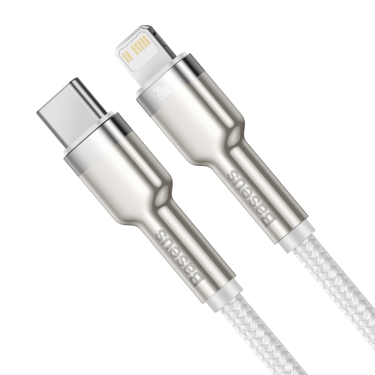 Baseus CATLJK-A02 Cafule Series 20W Type-C / USB-C to 8 Pin PD Metal Charging Data Cable, Length:1m(White) Baseus CATLJK-A02 Cafule Series 20W Type-C / USB-C to 8 Pin PD Metal Charging Data Cable, Length:1m(White)